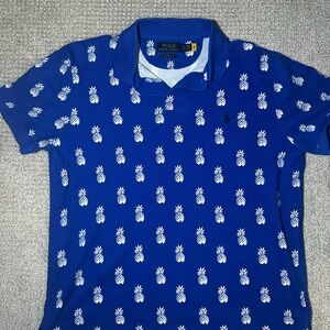 Ralph Lauren Blue Pineapple Print Polo Shirt